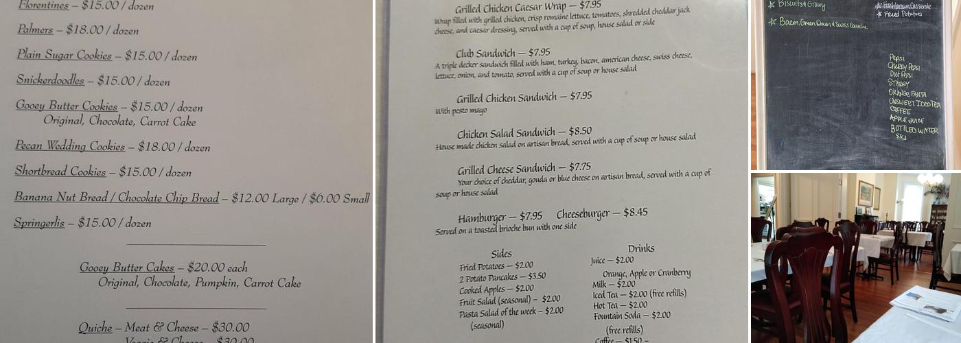 Peacock Bakery Menu