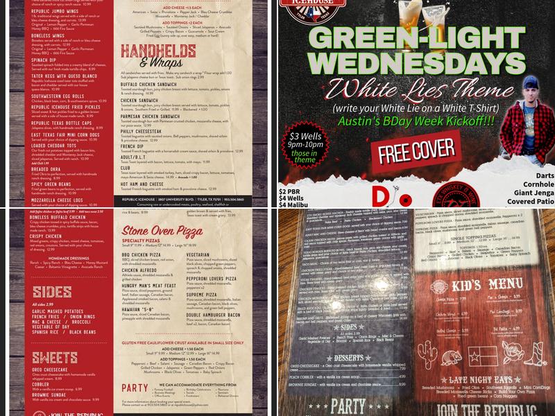 Republic Icehouse Menu