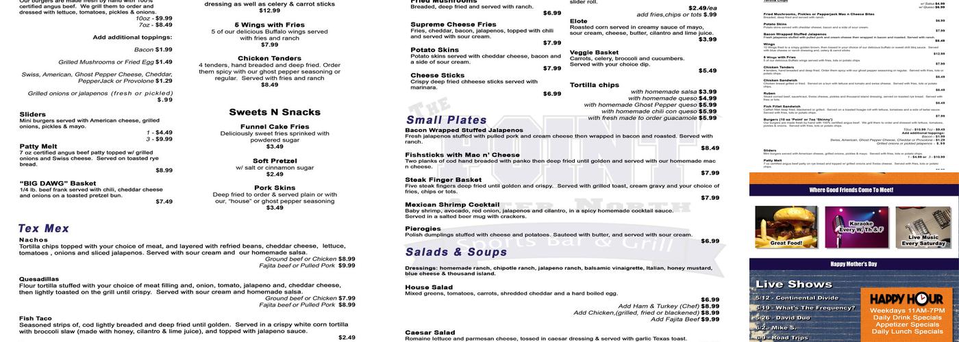 The Point After North Menu