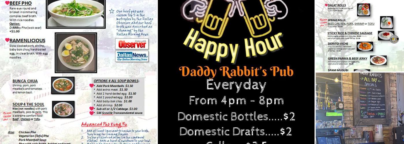 Daddy Rabbit's Pub Menu