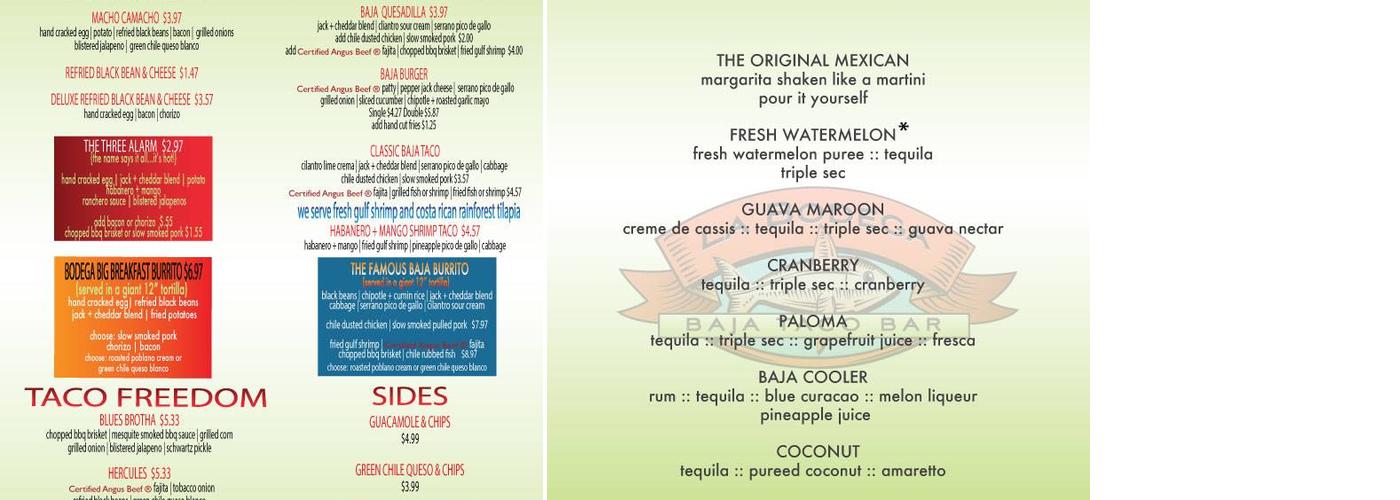 The Backyard Menu