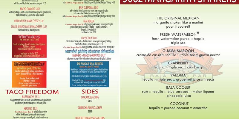 The Backyard Menu