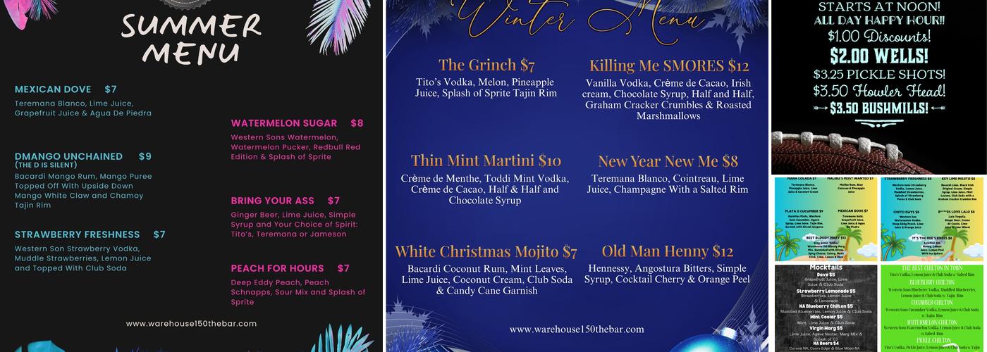 Warehouse 150 Menu