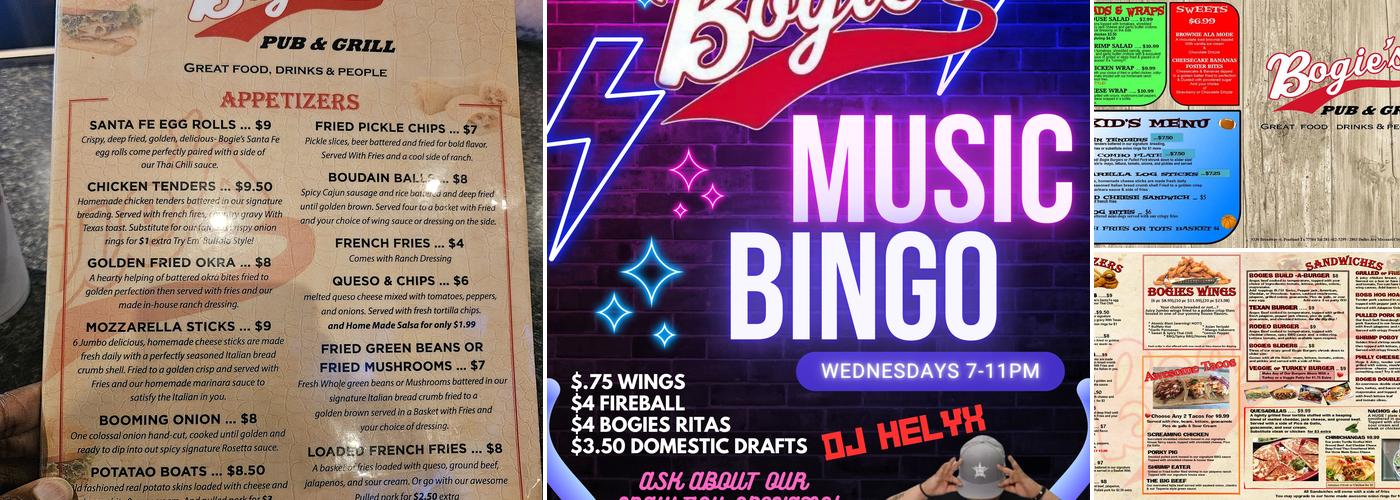 Bogies Pub and grill Pearland Menu