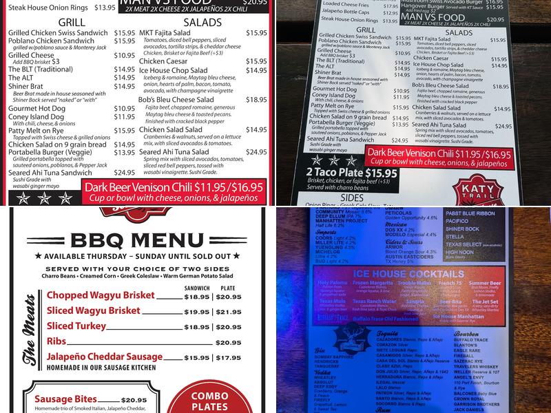 Katy Trail Ice House Outpost Menu