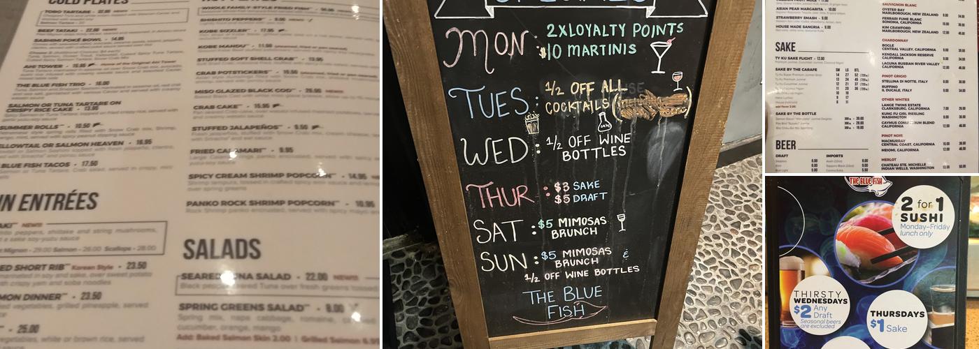 The Blue Fish Allen Menu