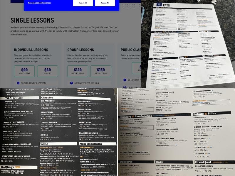 Topgolf Webster Menu