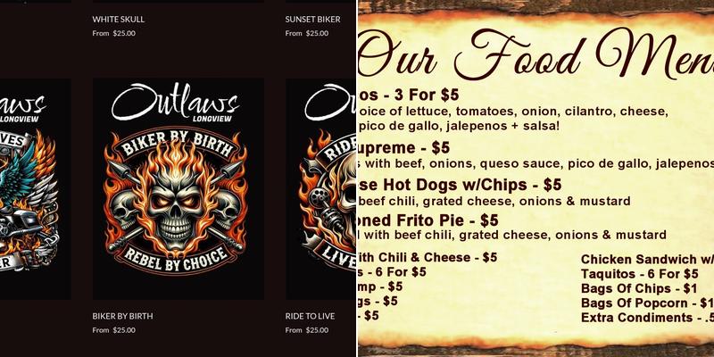 Outlaws longview Menu