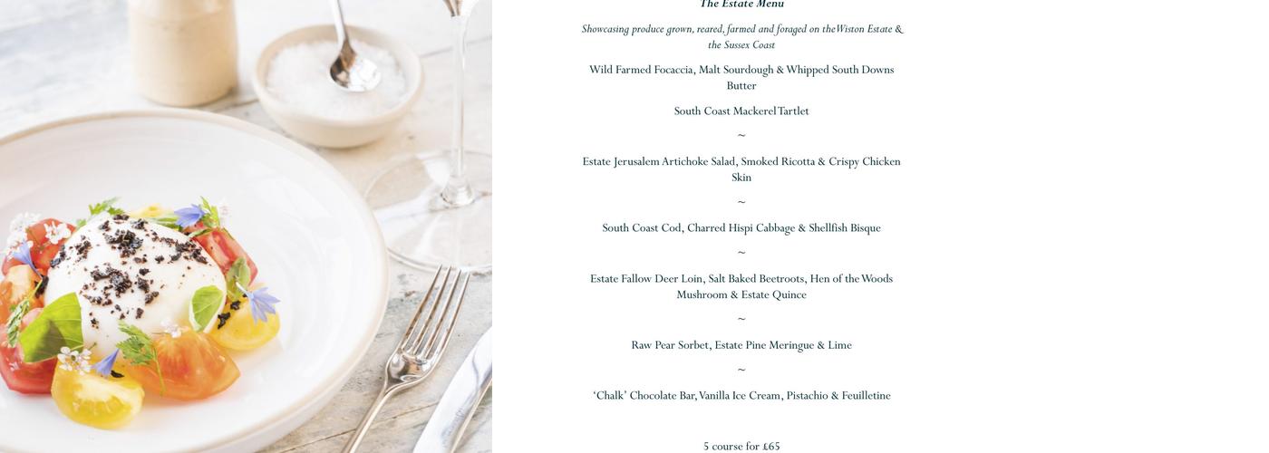 Wiston Estate Winery and Chalk Restaurant Menu