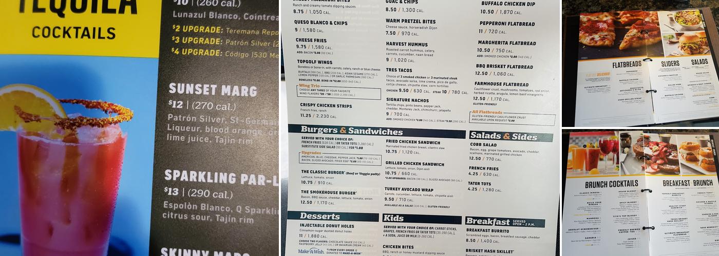 Topgolf Pharr Menu