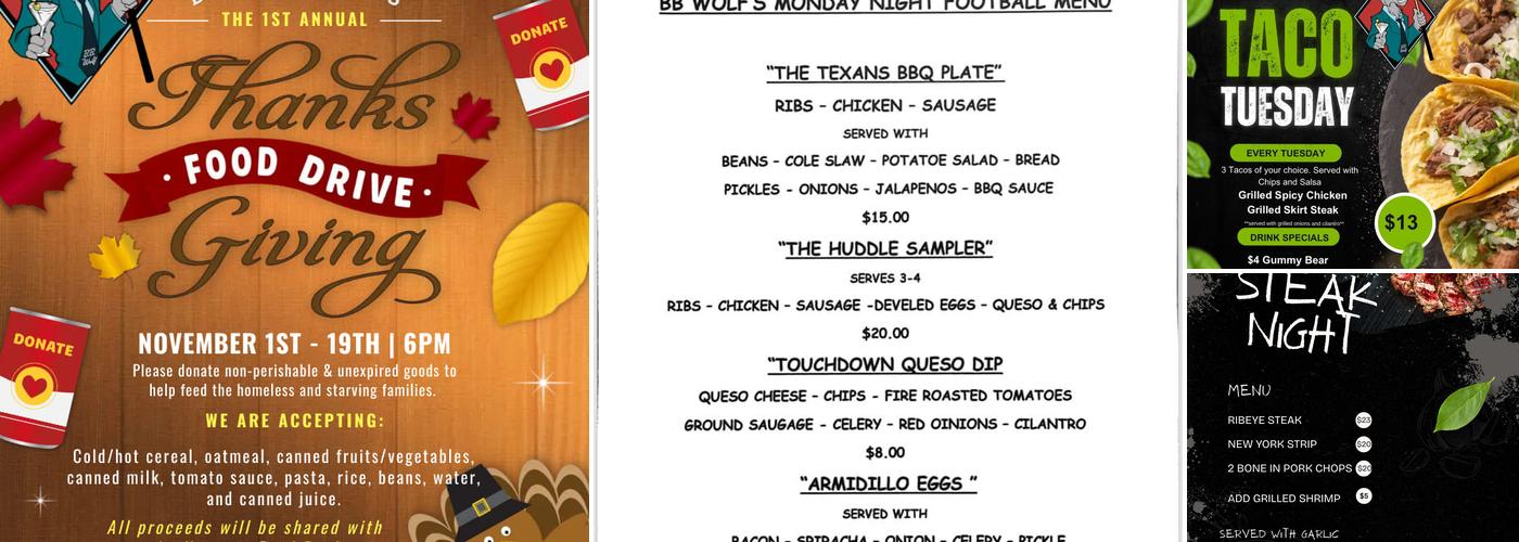 B B Wolf's Menu