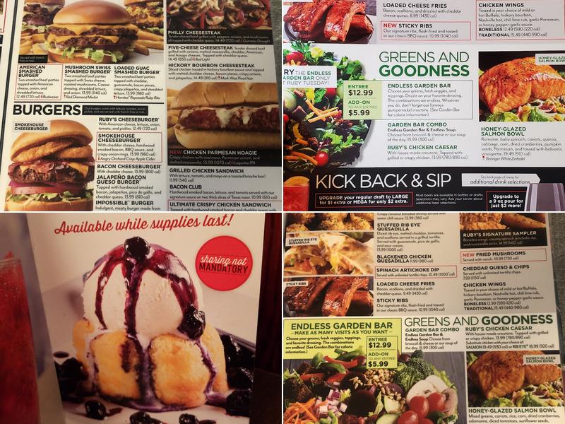 Ruby Tuesday Menu
