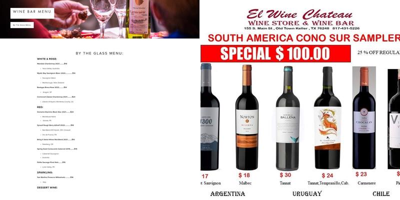 El Wine Chateau Menu