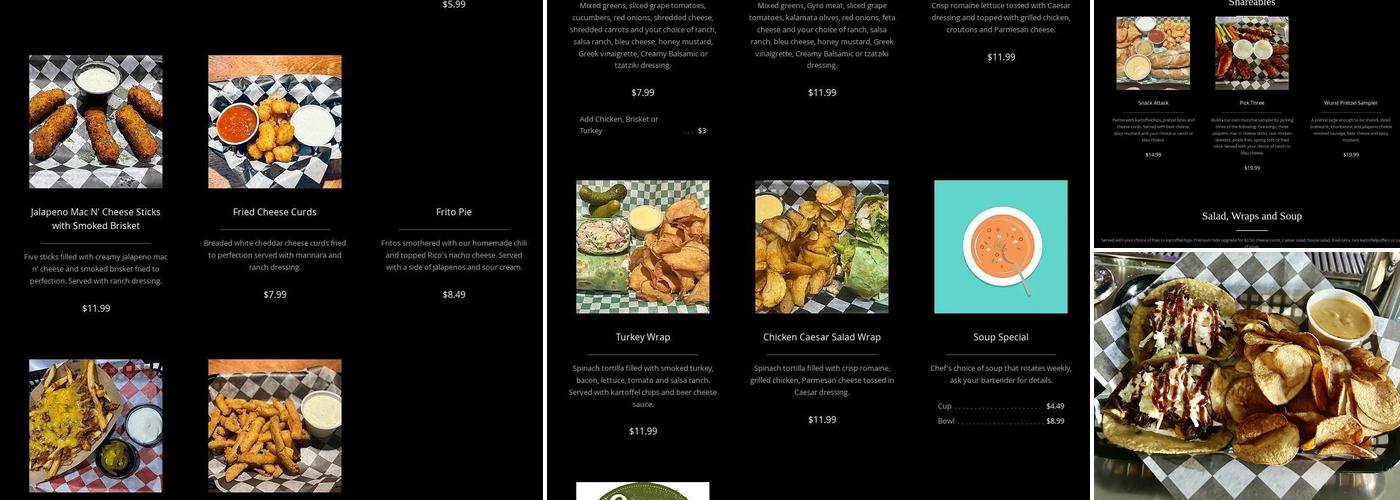 Black Whale Pub Menu