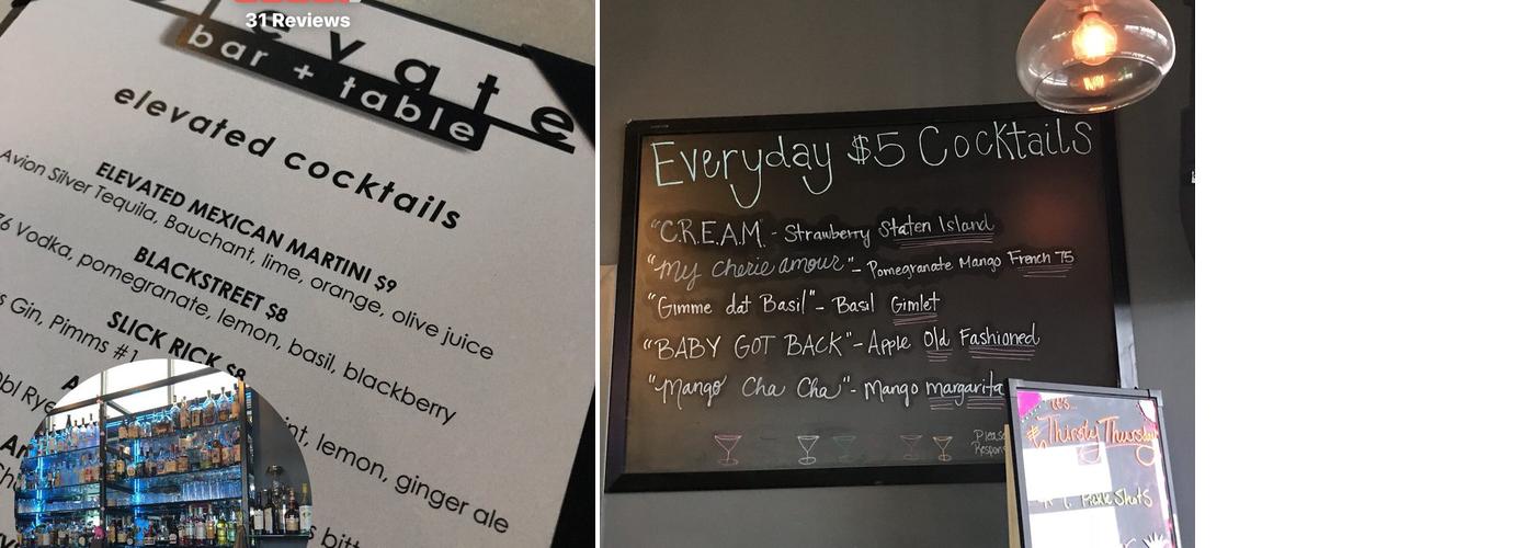 Elevate Bar+Table Menu