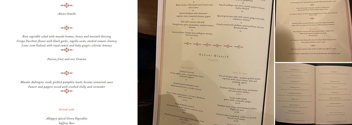 Kahani Restaurant Sloane Square Menu