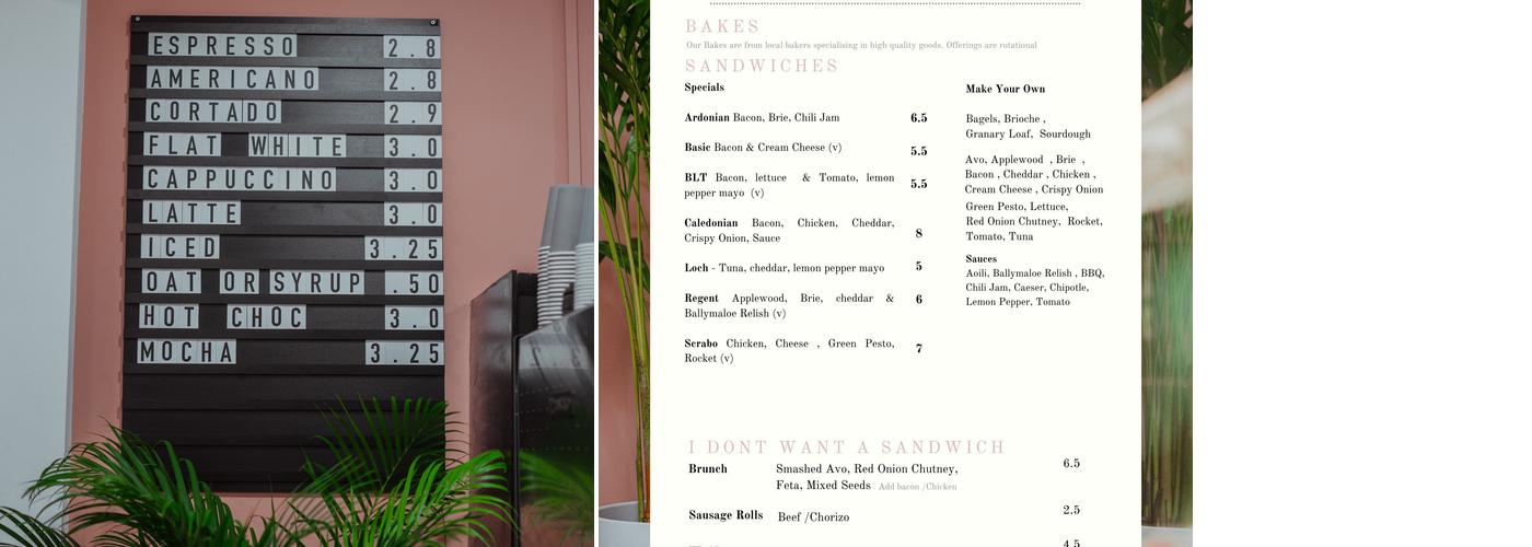 Caledonia Coffee & Bakes Menu