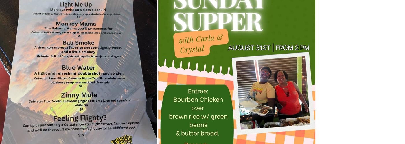 Drunken Monkeyz Menu