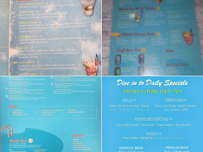Longboard Pool Bar Menu