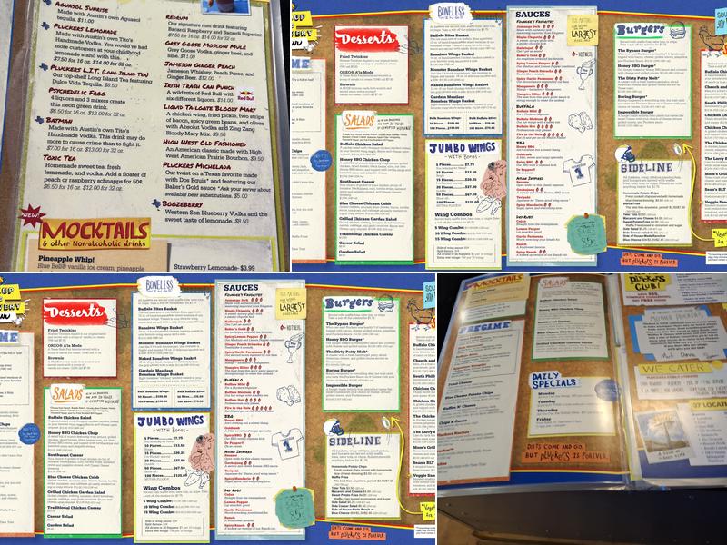 Pluckers Wing Bar Menu