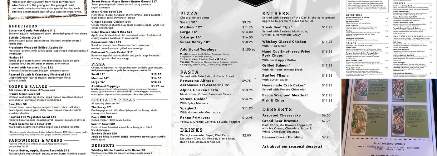 Jack's Place Restaurant & Bar Menu