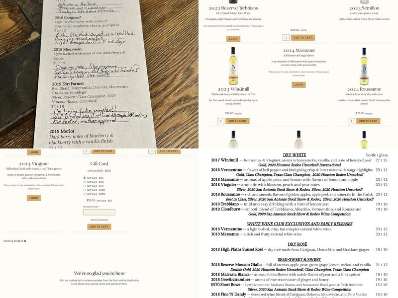 Bingham Family Vineyards Grapevine Menu