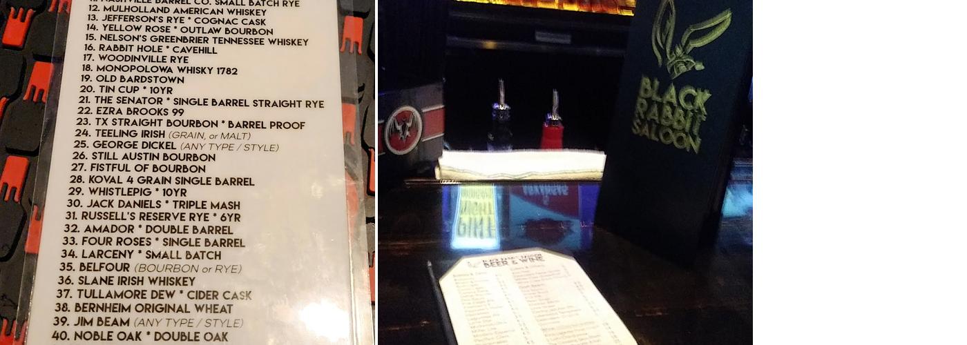 Black Rabbit Saloon Menu