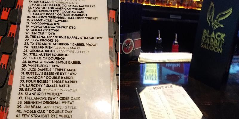 Black Rabbit Saloon Menu