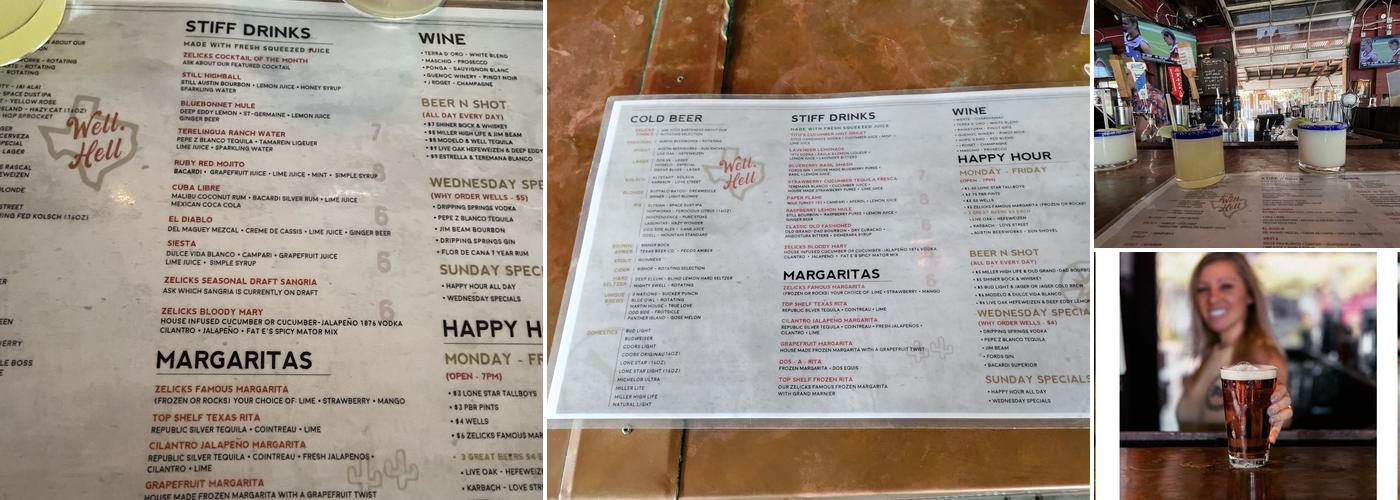 Zelicks Icehouse Menu
