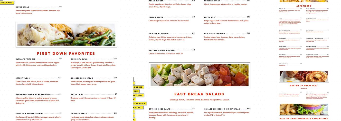 Fat Daddy's Sports & Spirits Cafe Menu