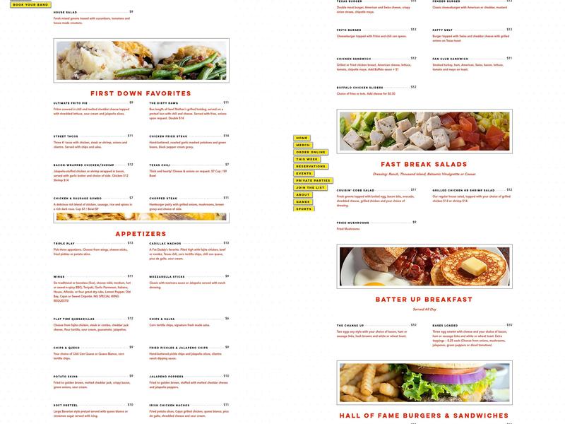 Fat Daddy's Sports & Spirits Cafe Menu