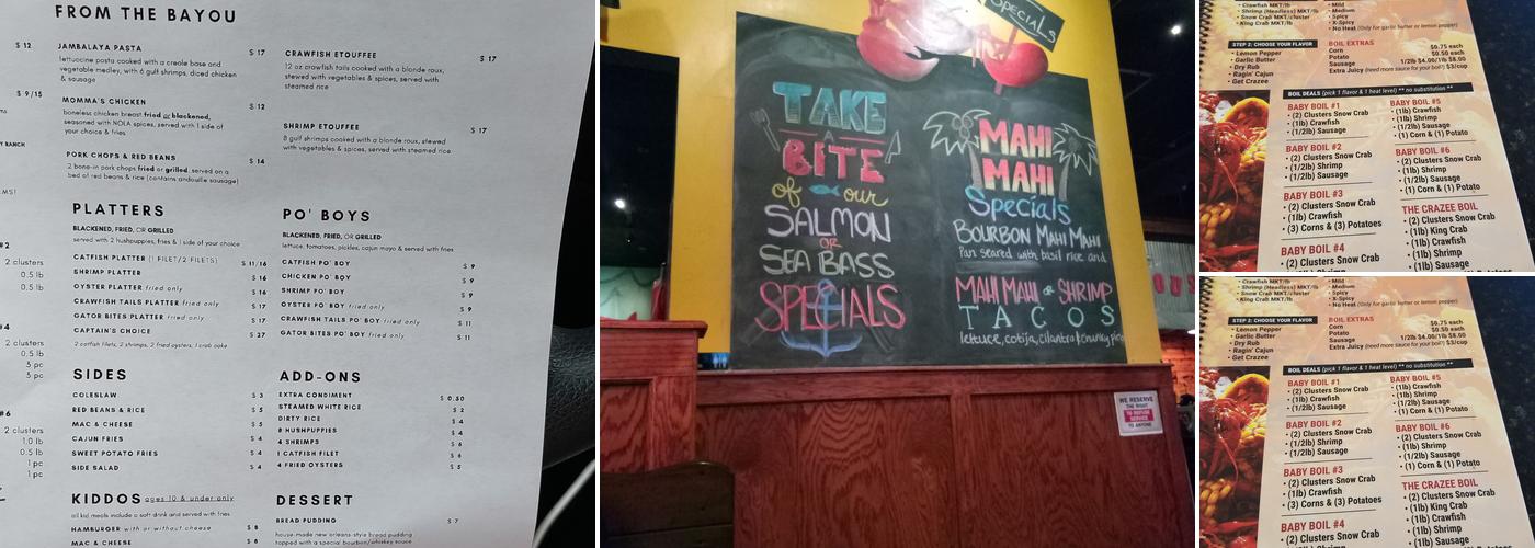 Crazee Crab Menu