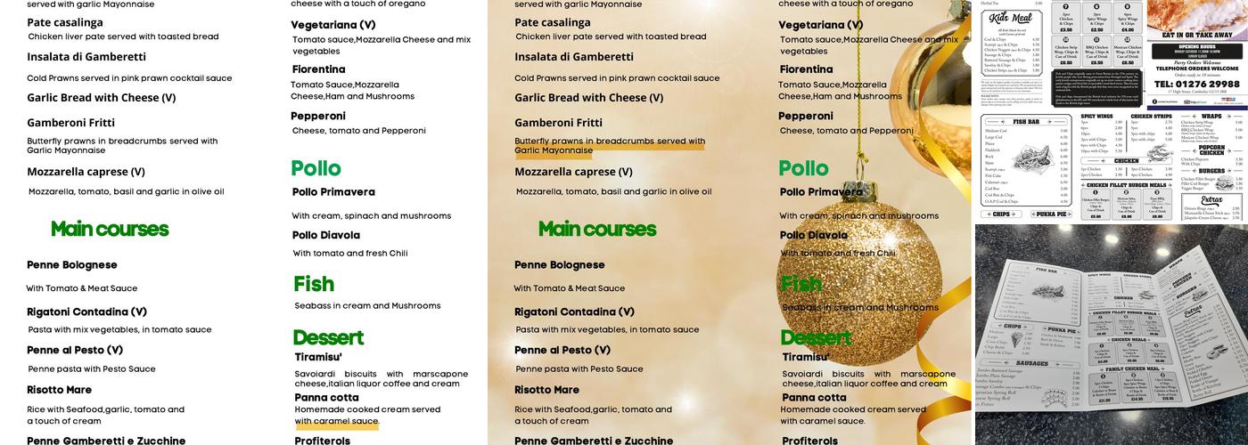 Camberley Fish Bar Menu