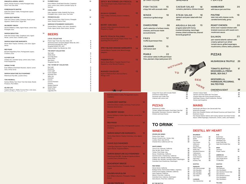 Red Piano Lounge Menu