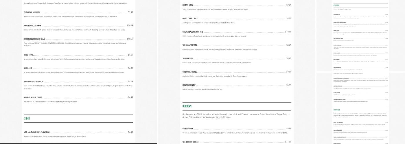 Henry Hudson's Pub Menu