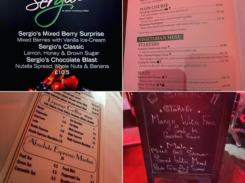 Sergio's Menu