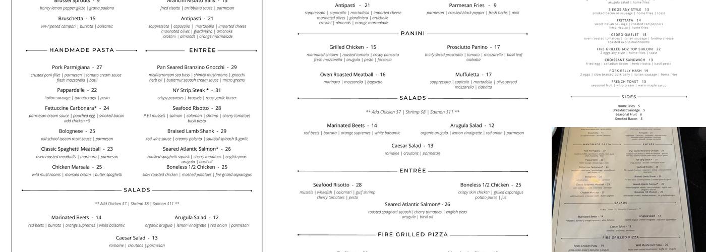 Cedro Scratch Italian & Wine Bar Menu