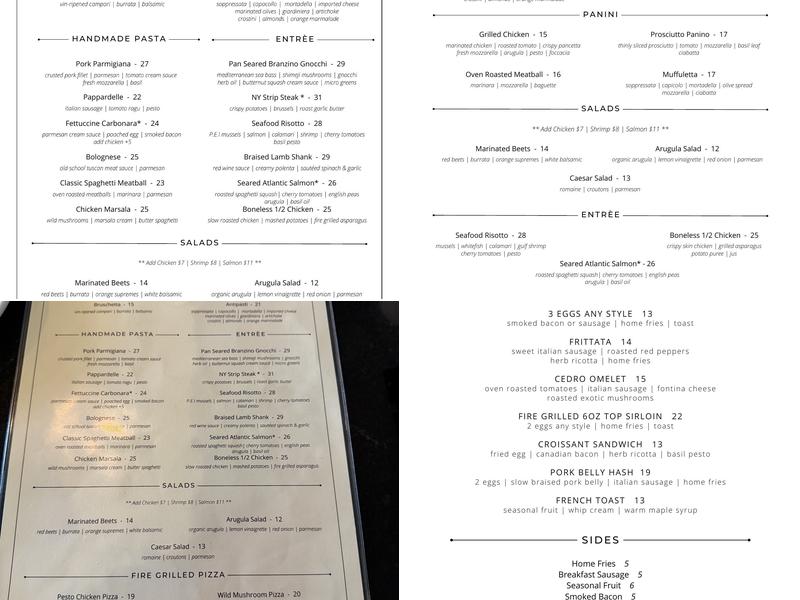 Cedro Scratch Italian & Wine Bar Menu