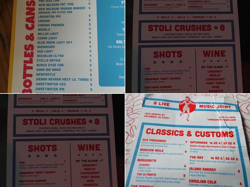 Tin Roof Menu