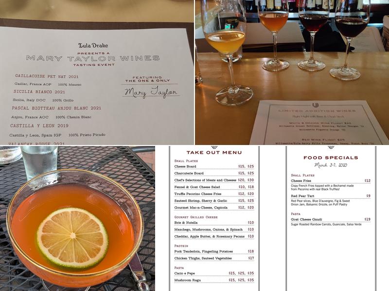 Lula Drake Wine Parlour Menu