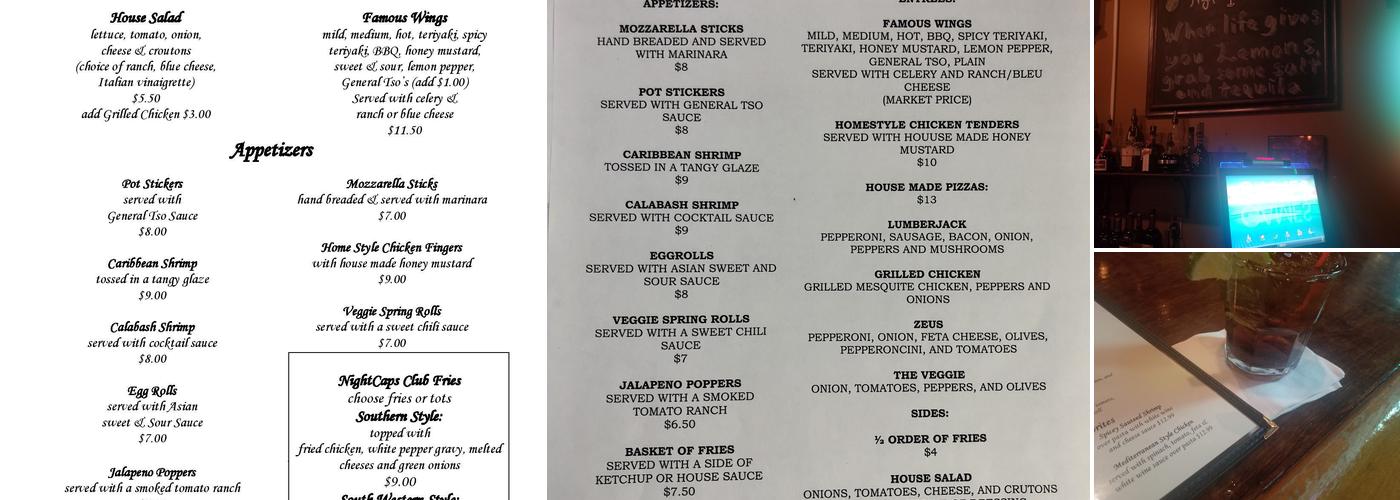 Nightcaps Menu