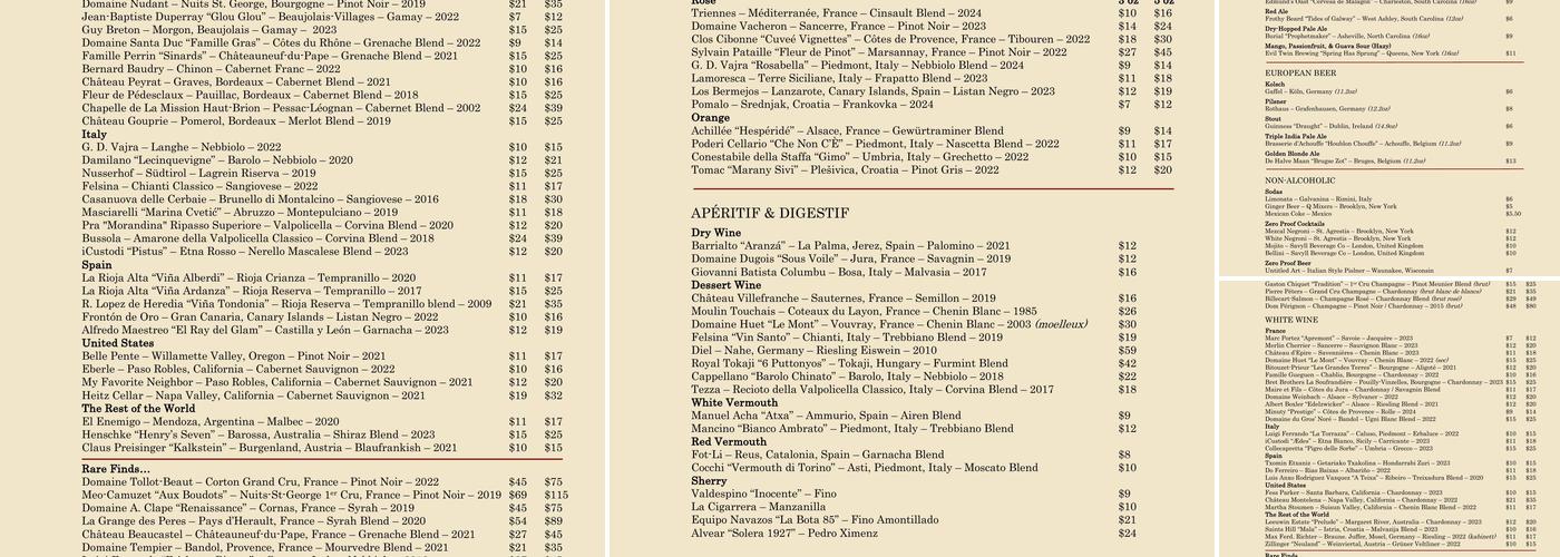 Bin 152 Menu