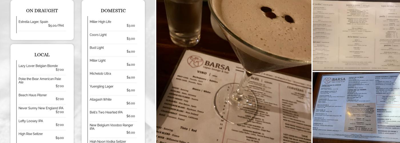 Barsa Tapas Lounge & Bar Menu