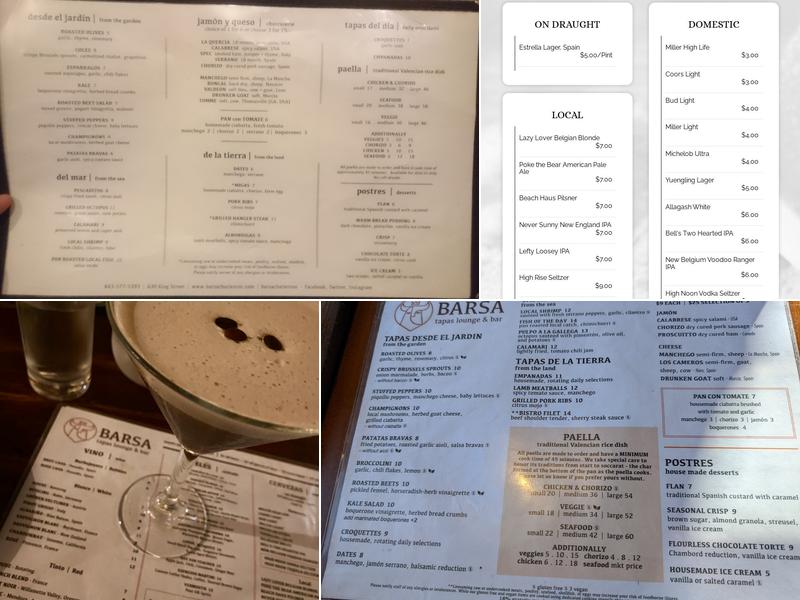 Barsa Tapas Lounge & Bar Menu