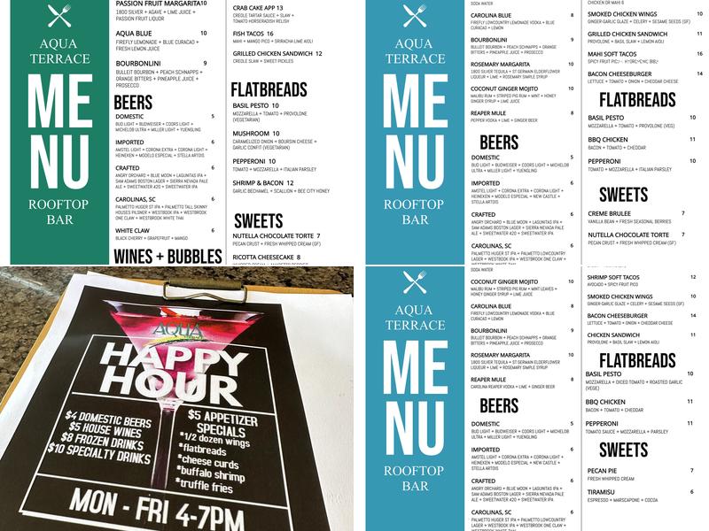 Aqua Terrace Roof-Top Bar Menu