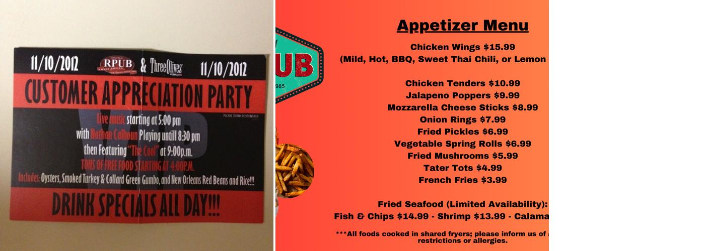 R Pub Menu