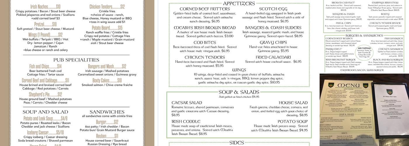 Bailey's Pub Menu