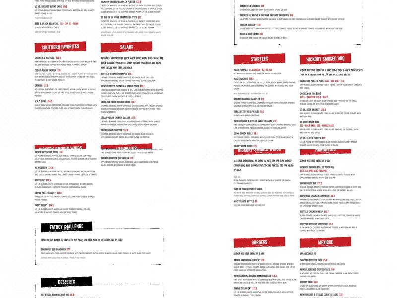 Mac's Speed Shop Menu