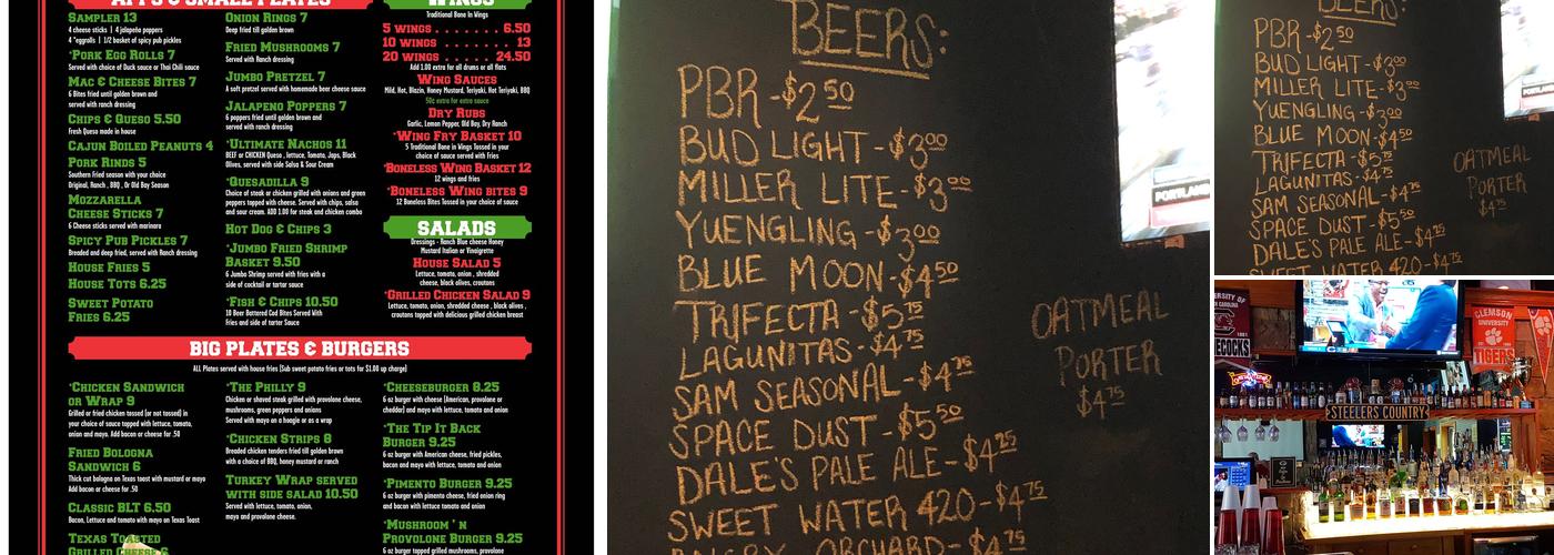 Tip It Back Sports Grille Menu