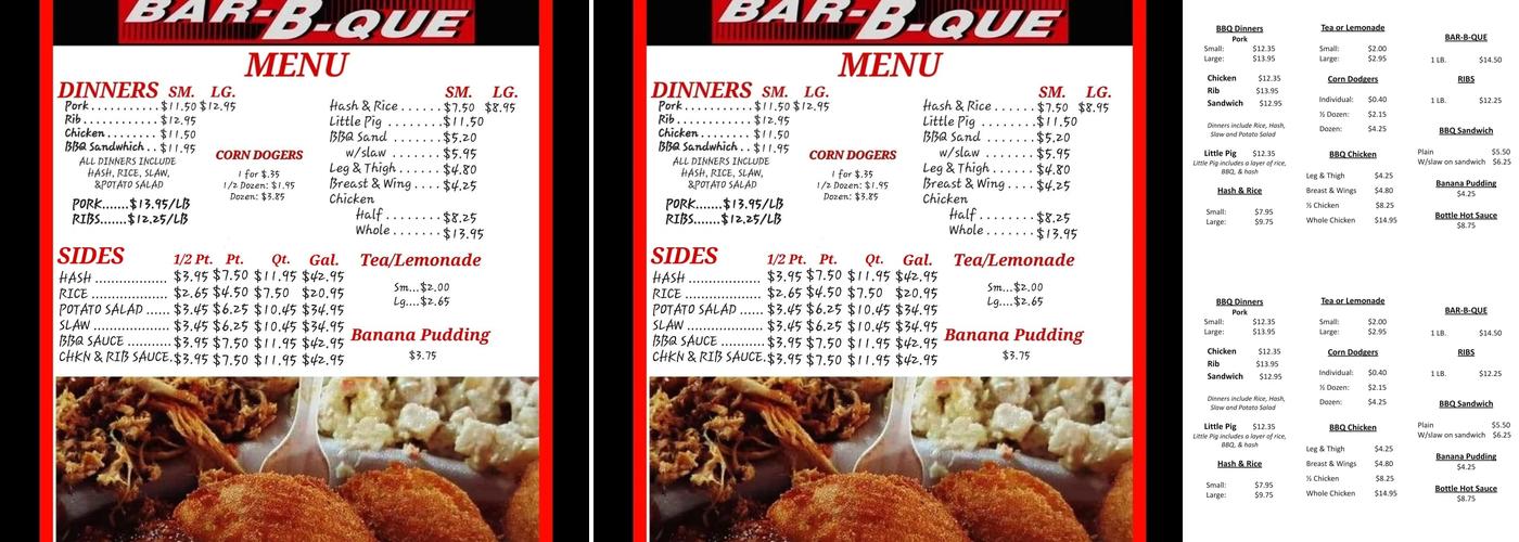 Wards Bar-B-Que Menu